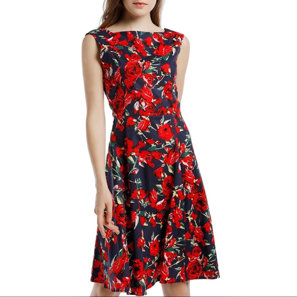 Vintage style floral swing dress NWT